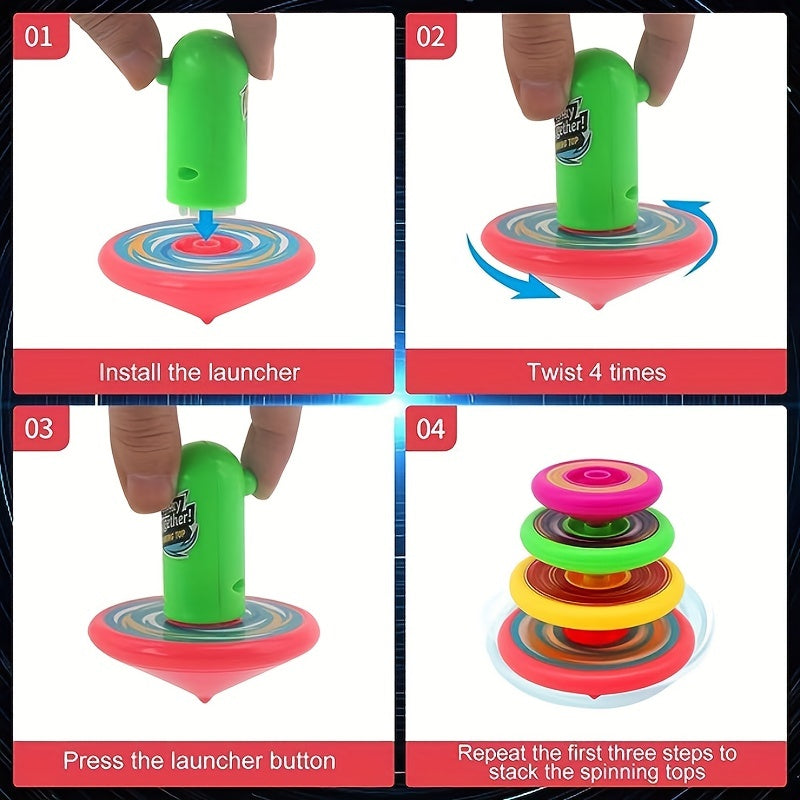 3 Sets of Stackable Spinning Top Game  For Kids, Set Of 5 Spins  each set Toy  for Fun